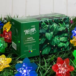 Гирлянда «Нить», 4.5 м, уличная, с насадками «Лилия», IP44, 30 LED, 2 режима, солнечная батарея, тёмная нить, свечение белое