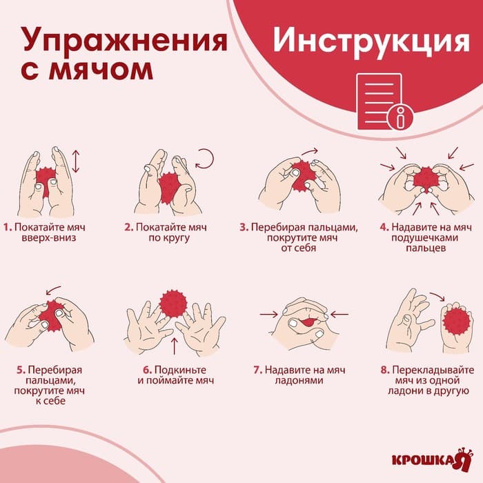 Мяч массажный, ø9 см, от 6 мес., красный