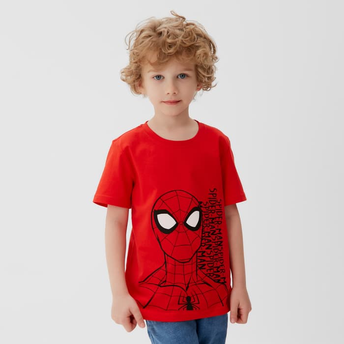 Футболка детская MARVEL «Человек паук», рост 122-128 (34), красная