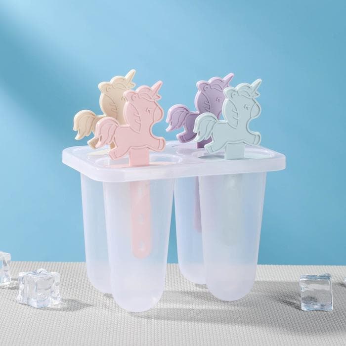 Форма для мороженого «Единороги», 12.5×7.5×14 см, 4 ячейки, пластик, прозрачная