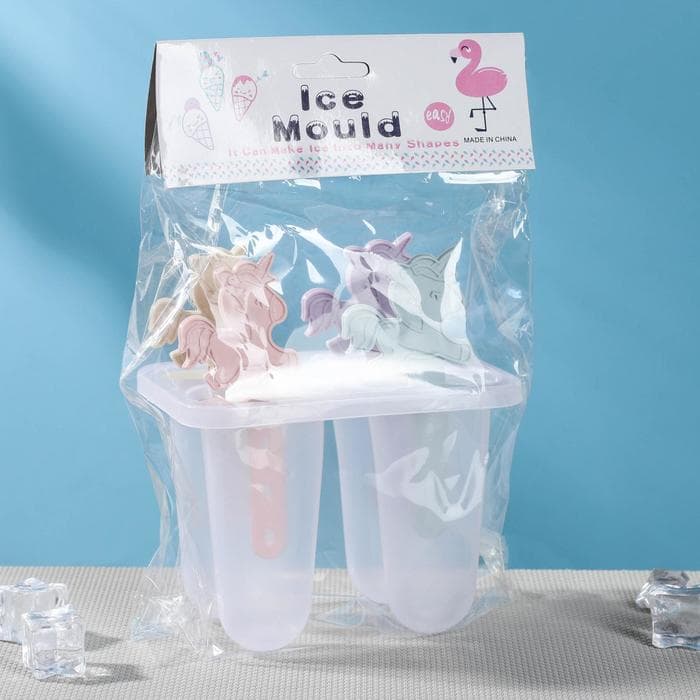 Форма для мороженого «Единороги», 12.5×7.5×14 см, 4 ячейки, пластик, прозрачная