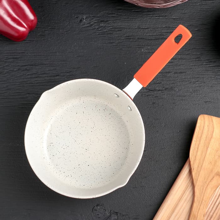 Ковш «Мрамор светлый», 1 л, силиконовая ручка, антипригарное покрытие, углеродистая сталь, МИКС