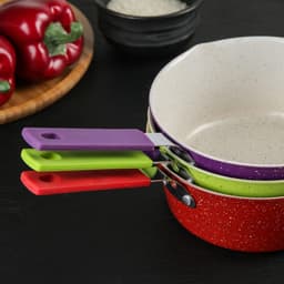 Ковш «Мрамор светлый», 1 л, силиконовая ручка, антипригарное покрытие, углеродистая сталь, МИКС