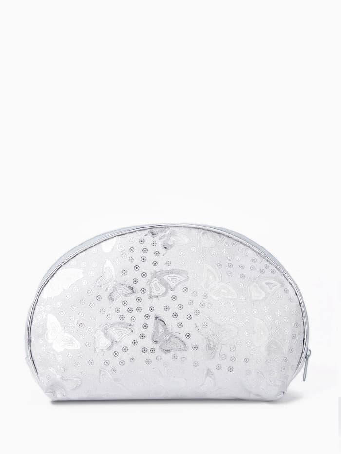 Набор женских косметичек 5 в 1 на молниях, с принтом, серебристый