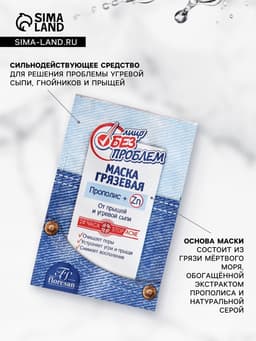 Маска грязевая с прополисом от прыщей и угревой сыпи «Лицо без проблем», 10×15 мл