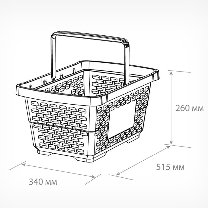 Корзина покупательская пластиковая 28 л, 51.5×34×26 см, зелёная