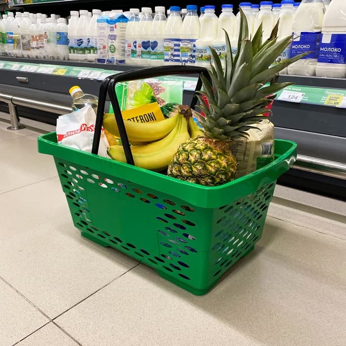 Корзина покупательская пластиковая 28 л, 51.5×34×26 см, зелёная