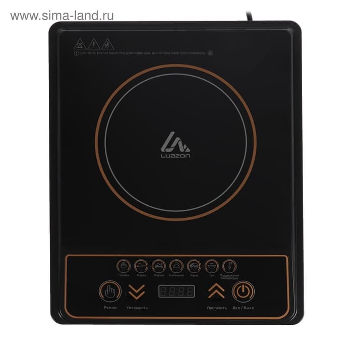 Плитка электрическая Luazon LIP-001, индукционная, 1 конфорка, 2100 Вт, чёрная