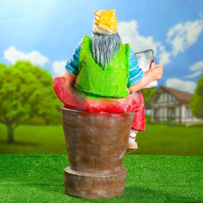 Садовая фигура из полистоуна «Баба-яга с гармонью», 80×35×55 см