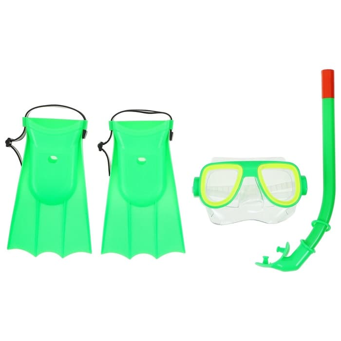 Набор для плавания детский ONLYTOP: маска, трубка, ласты безразмерные, цвета МИКС