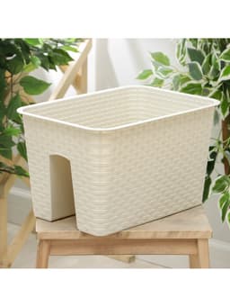 Ящик балконный «Ротанг», 12 л, 39×27×23 см, пластиковый, на перила, бежевый