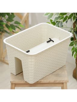 Ящик балконный «Ротанг», 12 л, 39×27×23 см, пластиковый, на перила, бежевый