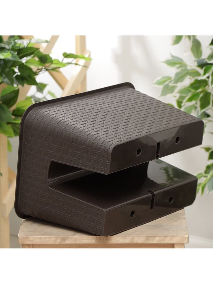 Ящик балконный «Ротанг», 12 л, 39×27×23 см, пластиковый, на перила, тёмно-коричневый