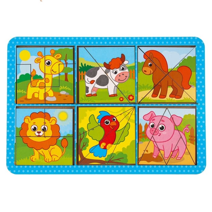 Головоломка геометрическая деревянная Лесная мастерская «Животные», двусторонние