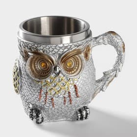Кружка средневековая «Сова», 400 мл, 14.5×10×11.5 см, нержавеющая сталь, серебристая