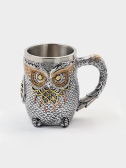 Кружка средневековая «Сова», 400 мл, 14.5×10×11.5 см, нержавеющая сталь, серебристая