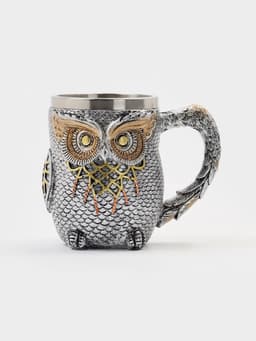 Кружка средневековая «Сова», 400 мл, 14.5×10×11.5 см, нержавеющая сталь, серебристая