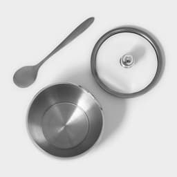 Сахарница Доляна, 250 мл, 8.5×10 см, с крышкой, с ложкой, нержавеющая сталь, серебристая