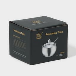 Сахарница Доляна, 250 мл, 8.5×10 см, с крышкой, с ложкой, нержавеющая сталь, серебристая