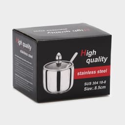 Сахарница Доляна, 250 мл, 8.5×10 см, с крышкой, с ложкой, нержавеющая сталь, серебристая