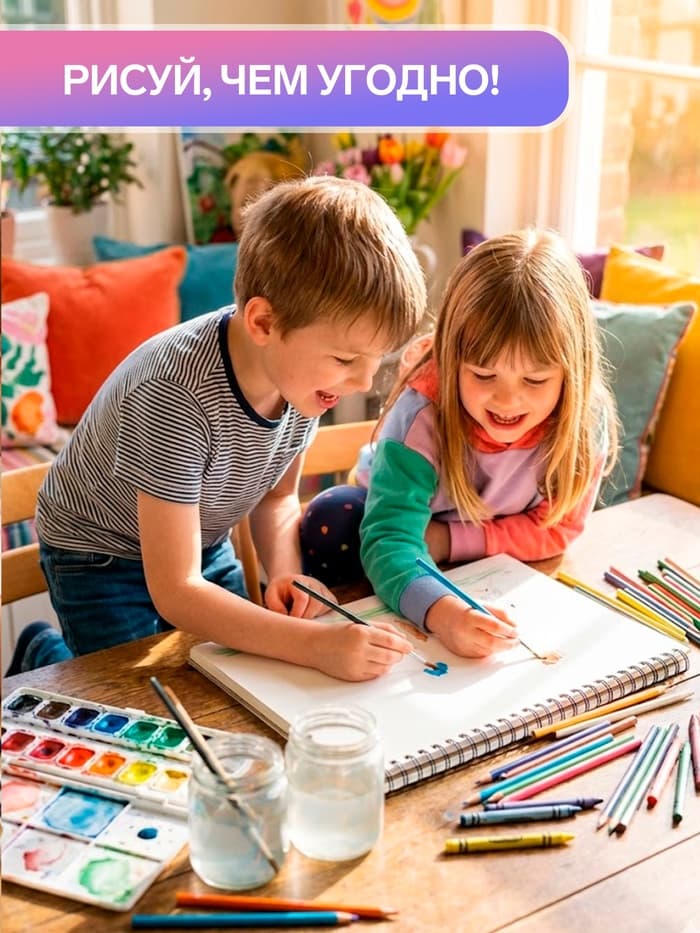 Альбом для рисования Calligrata А4, 40 листов, на скрепке, обложка из мелованного картона, МИКС