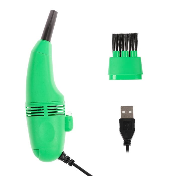 Пылесос для компьютера и периферии Luazon MR-01, от USB, с насадками, зелёный