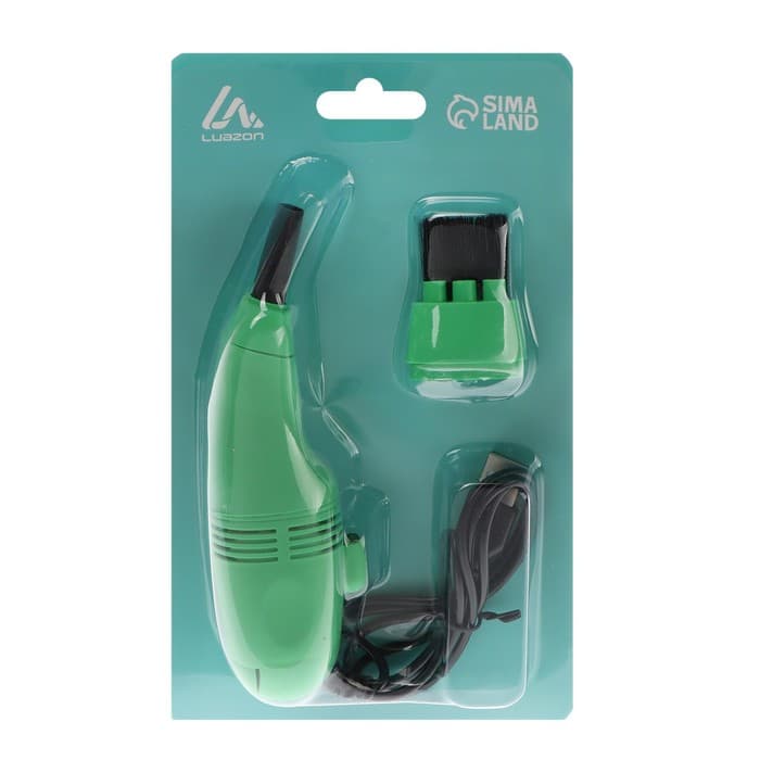 Пылесос для компьютера и периферии Luazon MR-01, от USB, с насадками, зелёный