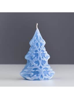 Свеча декоративная «Ёлка. Морозный узор», 7×4.5×10 см, голубая
