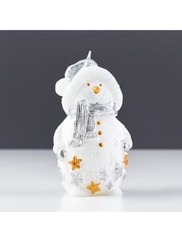 Новогодняя свеча декоративная «Снеговичок», 6×5.5×11 см, белый