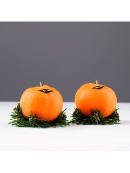 Набор свечей декоративных «Мандарины в ящике», 2 шт., 6.2×14×7.4 см