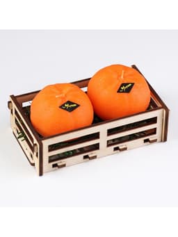 Набор свечей декоративных «Мандарины в ящике», 2 шт., 6.2×14×7.4 см