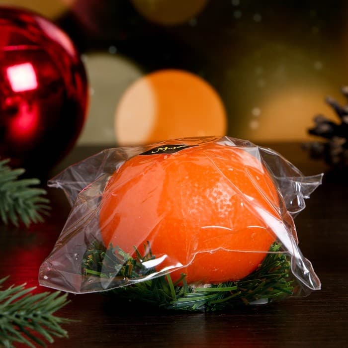 Набор свечей декоративных «Мандарины в ящике», 60 шт., 33×33×18.5 см