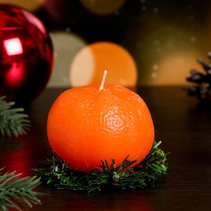 Набор свечей декоративных «Мандарины в ящике», 60 шт., 33×33×18.5 см