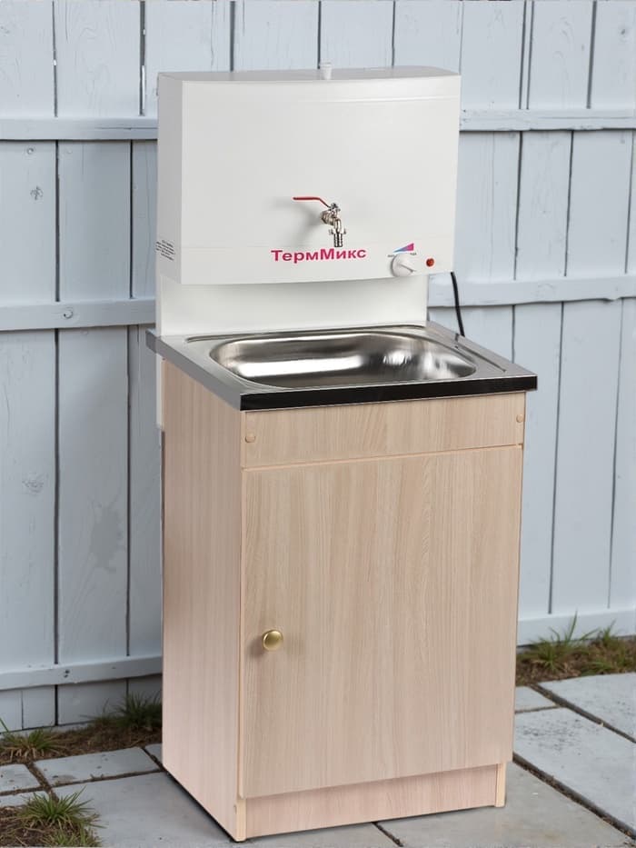 Умывальник «ТермМикс», с ЭВН, нержавеющая мойка, 1250 Вт, 17 л, ЛДСП, белый