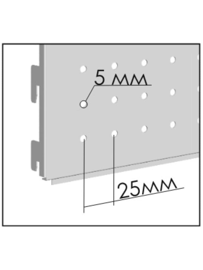 Панель для стеллажа перфорированная, 35×124 см, белая