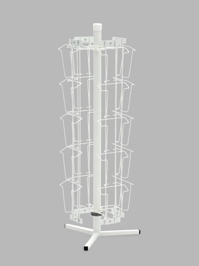 Буклетница настольная вращающаяся 20 ячеек А6, 30×30×80 см, белая