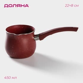 Турка Доляна «Бордо», 450 мл, пластиковая ручка, антипригарное покрытие, алюминий, бордовая