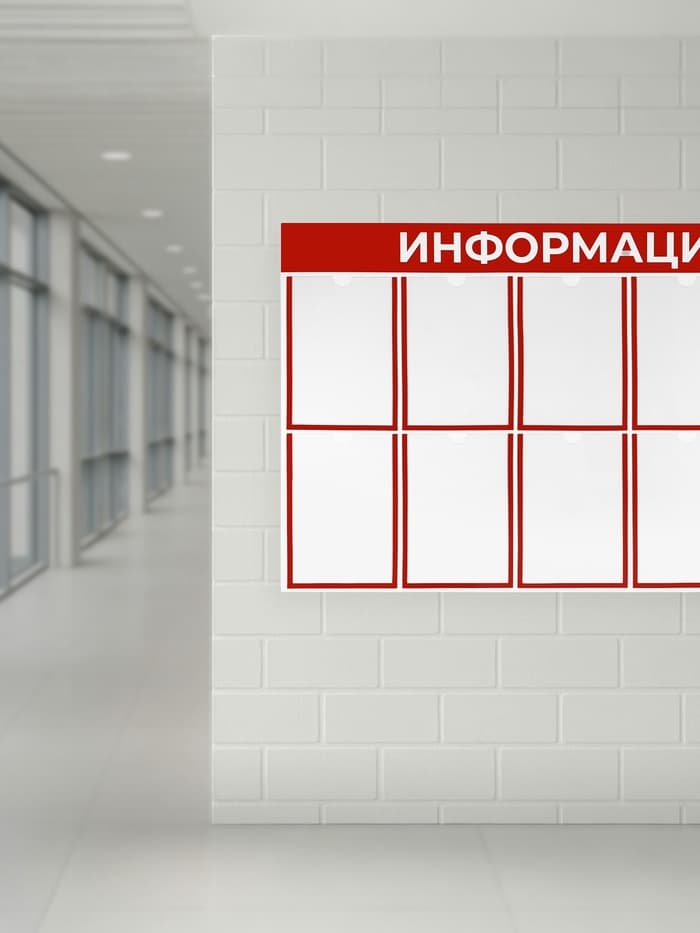 Информационный стенд «Информация» 10 плоских карманов А4, красный