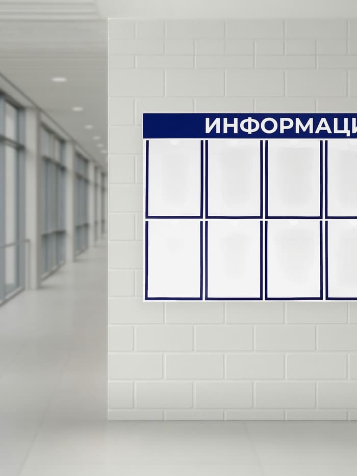 Информационный стенд «Информация» 10 плоских карманов А4, цвет синий