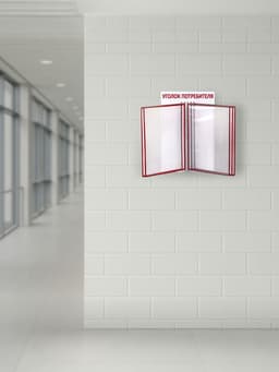 Информационный стенд «Уголок потребителя» перекидная система на 5 карманов А4, красный