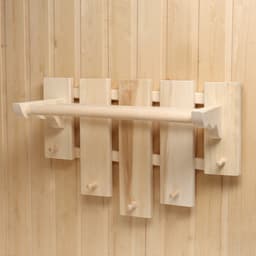 Полка - вешалка для бани и сауны, 58×50×30 см, настенная, липа, 5 крючков, «Добропаровъ»