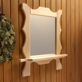 Зеркало для бани и сауны «Резное», 69×51.5×6 см, настенное, с полкой, «Добропаровъ»
