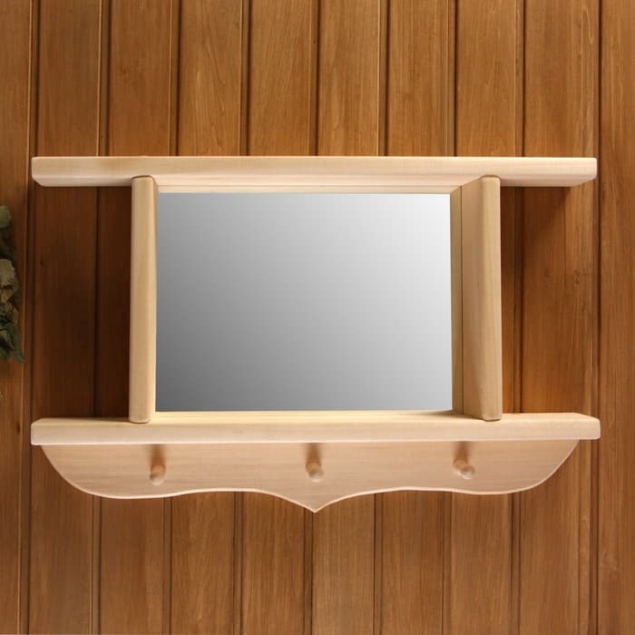 Зеркало резное, 70×45×10 см, настенное, 2 полки, 3 крючка, «Добропаровъ»