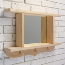 Зеркало резное, 70×45×10 см, настенное, 2 полки, 3 крючка, «Добропаровъ»
