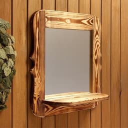 Зеркало для бани и сауны «Резное», 53×53×1.6 см, настенное, с полкой, обожжённое, «Добропаровъ»