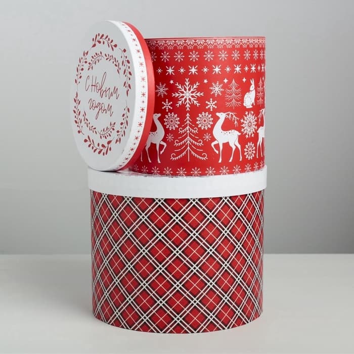 Набор подарочных коробок 5 в 1 «Скандинавские узоры», 13×14‒19.5×22 см, Новый год