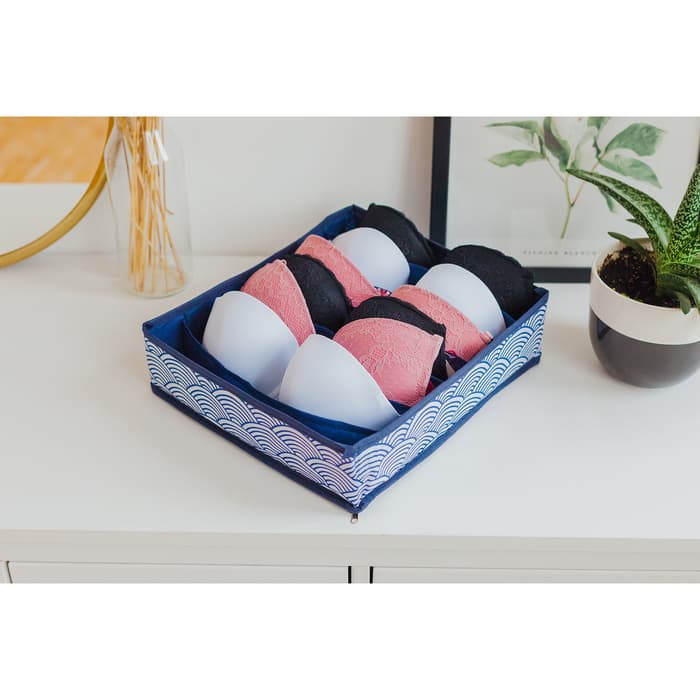 Органайзер для хранения белья Доляна «Волна», 7 отделений, 34×30×8 см, синий