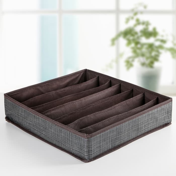 Органайзер для хранения белья Доляна «Пастель», 7 отделений, 34×30×8 см, цвет коричневый