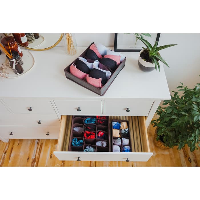 Органайзер для хранения белья Доляна «Пастель», 7 отделений, 34×30×8 см, цвет коричневый