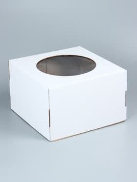 Коробка под торт, с окном, белая, 30×30×19 см
